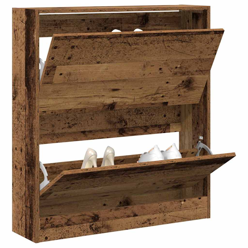 Schuhschrank mit Tür Altholz 80 x 21 x 87.5 cm Holzwerkstoff