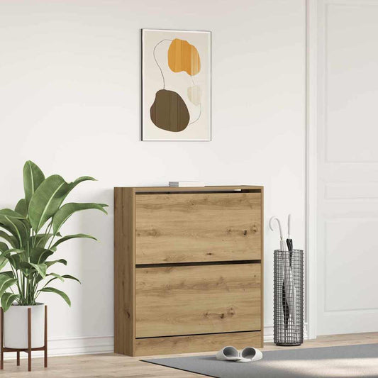 Schuhschrank Räuchereiche 80 x 21 x 87.5 cm Holzwerkstoff