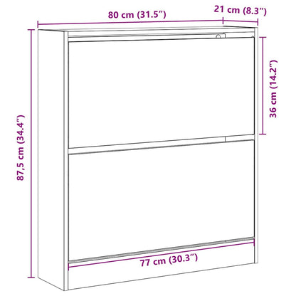 Schuhschrank Räuchereiche 80 x 21 x 87.5 cm Holzwerkstoff