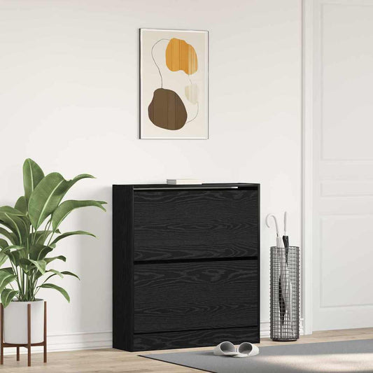 Schuhschrank Schwarze Eiche 80 x 21 x 87.5 cm Holzwerkstoff