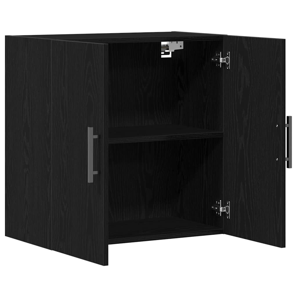 Wandschrank Wandmontiert Schwarz Eichen-Optik 60 x 31,5 x 60 cm