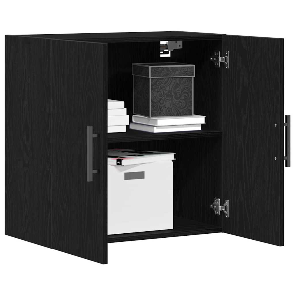 Wandschrank Wandmontiert Schwarz Eichen-Optik 60 x 31,5 x 60 cm