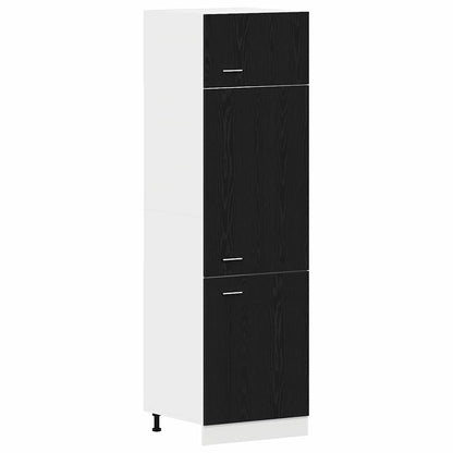 Kühlschrankschrank mit Regal Schwarze Eiche 60 x 57 x 207 cm