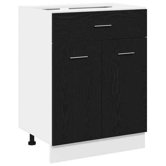 Schubladenunterschrank mit Tür Schwarze Eiche 60 x 46 x 81.5 cm