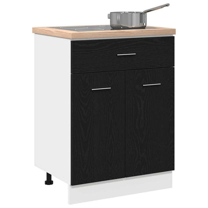Schubladenunterschrank mit Tür Schwarze Eiche 60 x 46 x 81.5 cm