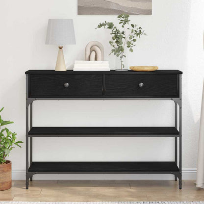 Konsolentisch mit Regal Schwarz Eichen-Optik 100 x 25 x 75 cm