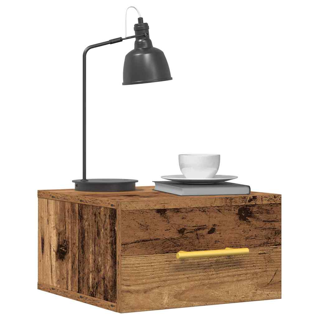 Nachttisch Wandmontiert Altholz 35 x 35 x 20 cm Holzwerkstoff