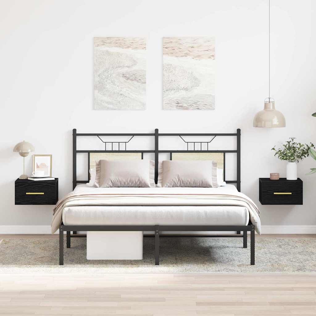 Nachttisch 2 pcs Schwarz Eichen-Optik 35 x 35 x 20 cm