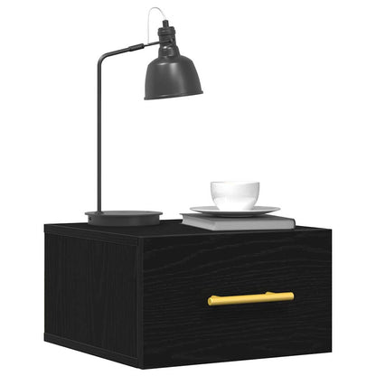 Nachttisch 2 pcs Schwarz Eichen-Optik 35 x 35 x 20 cm