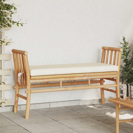 Gartenbank mit Kissen 110 cm aus Bambus