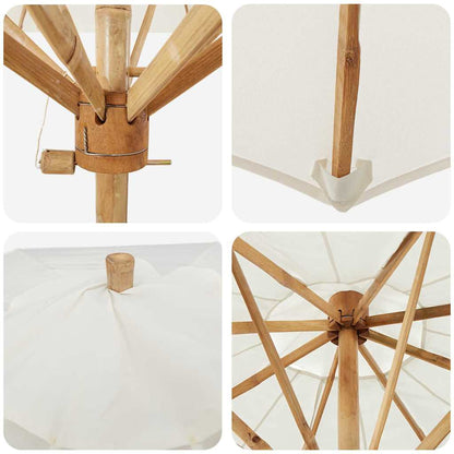 Gartenparasol Cremeweis 150x210 cm Bambus