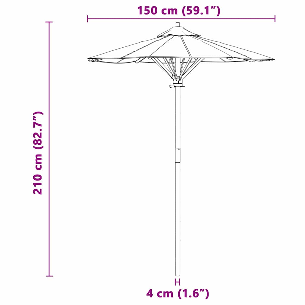 Gartenparasol Cremeweis 150x210 cm Bambus