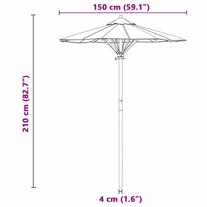 Gartenparasol Cremeweis 150x210 cm Bambus