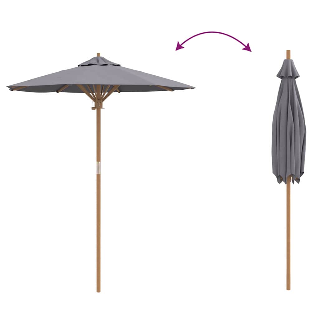 Gartenparasol Dunkelgrau 180 x 180 x 230 cm Bambus
