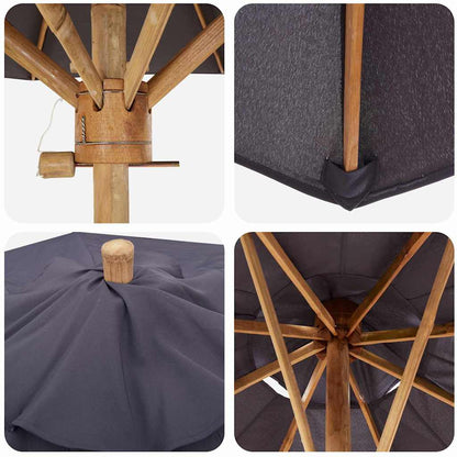 Dunkelgrauer Gartenparasol 240x260 cm Bambus