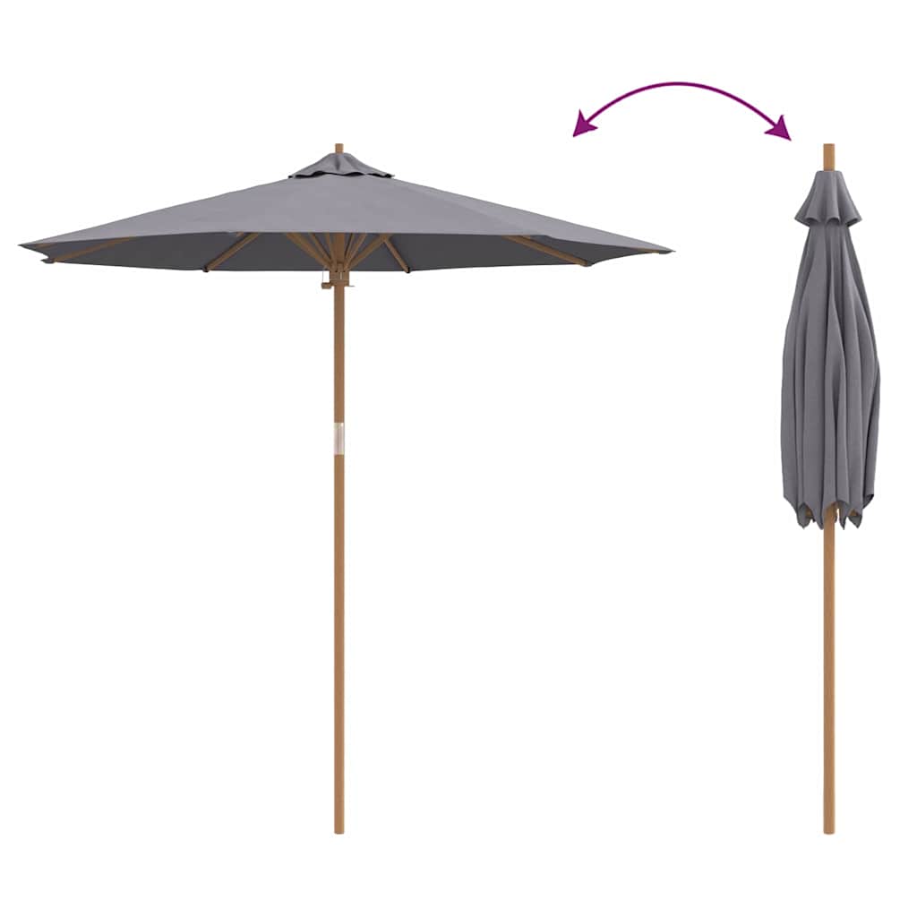 Dunkelgrauer Gartenparasol 240x260 cm Bambus