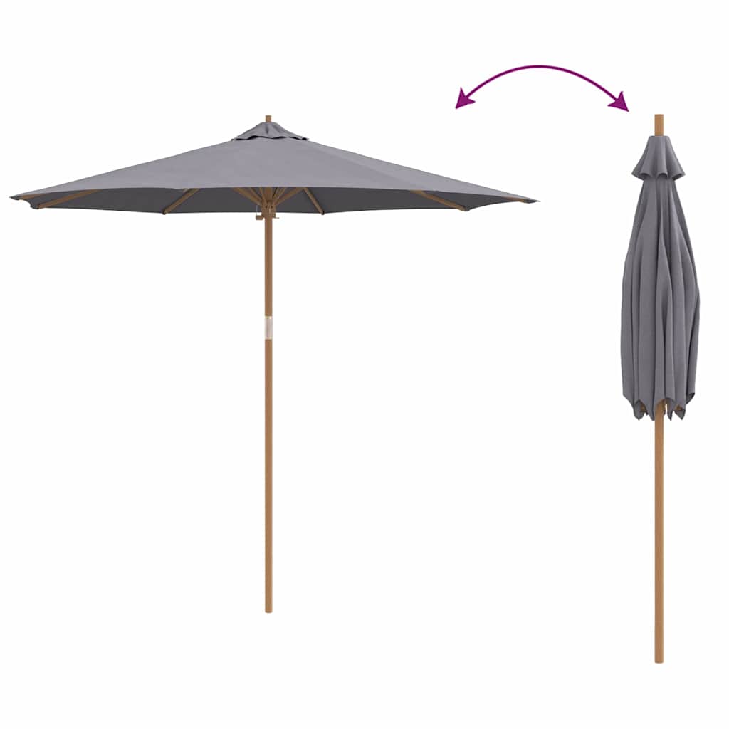 Gartenparasol Dunkelgrau 270 x 270 x 260 cm Bambus