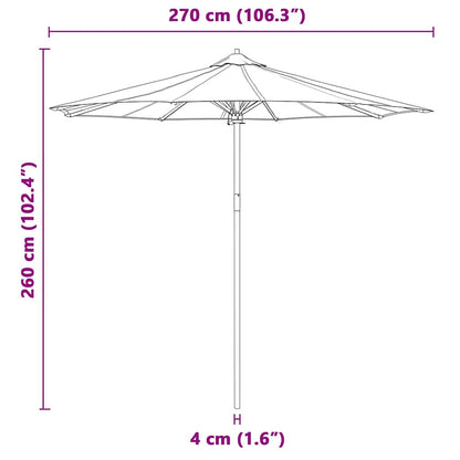 Gartenparasol Dunkelgrau 270 x 270 x 260 cm Bambus