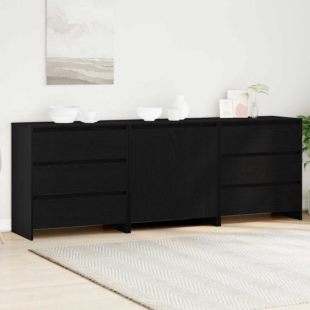 Sideboard 3 pcs Schwarz 70 x 41 x 75 cm Holzwerkstoff