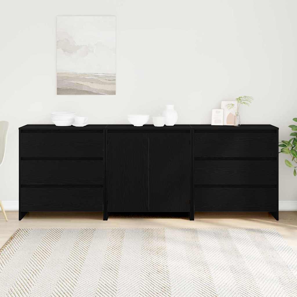 Sideboard 3 pcs Schwarz 70 x 41 x 75 cm Holzwerkstoff