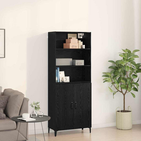 Sideboard Wandmontiert 2 pcs Schwarz Eichen-Optik Holzwerkstoff