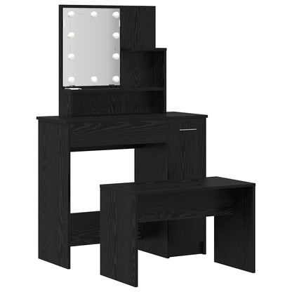 Schminktisch Set Schwarz Eichen-Optik 86.5 x 35 x 136 cm