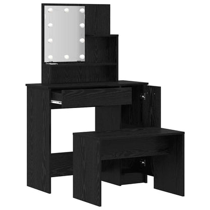 Schminktisch Set Schwarz Eichen-Optik 86.5 x 35 x 136 cm