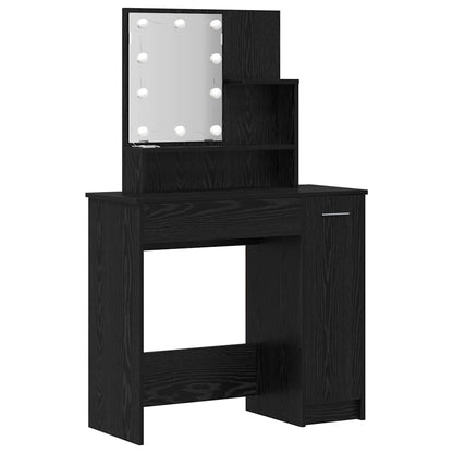 Schminktisch Set Schwarz Eichen-Optik 86.5 x 35 x 136 cm