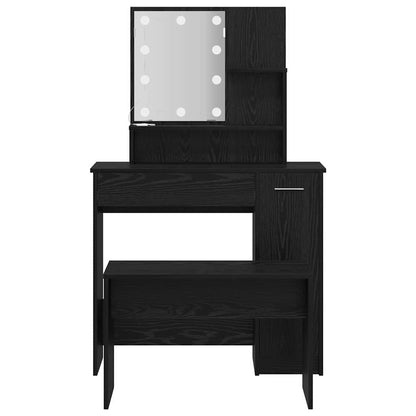 Schminktisch Set Schwarz Eichen-Optik 86.5 x 35 x 136 cm