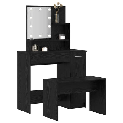 Schminktisch Set Schwarz Eichen-Optik 86.5 x 35 x 136 cm