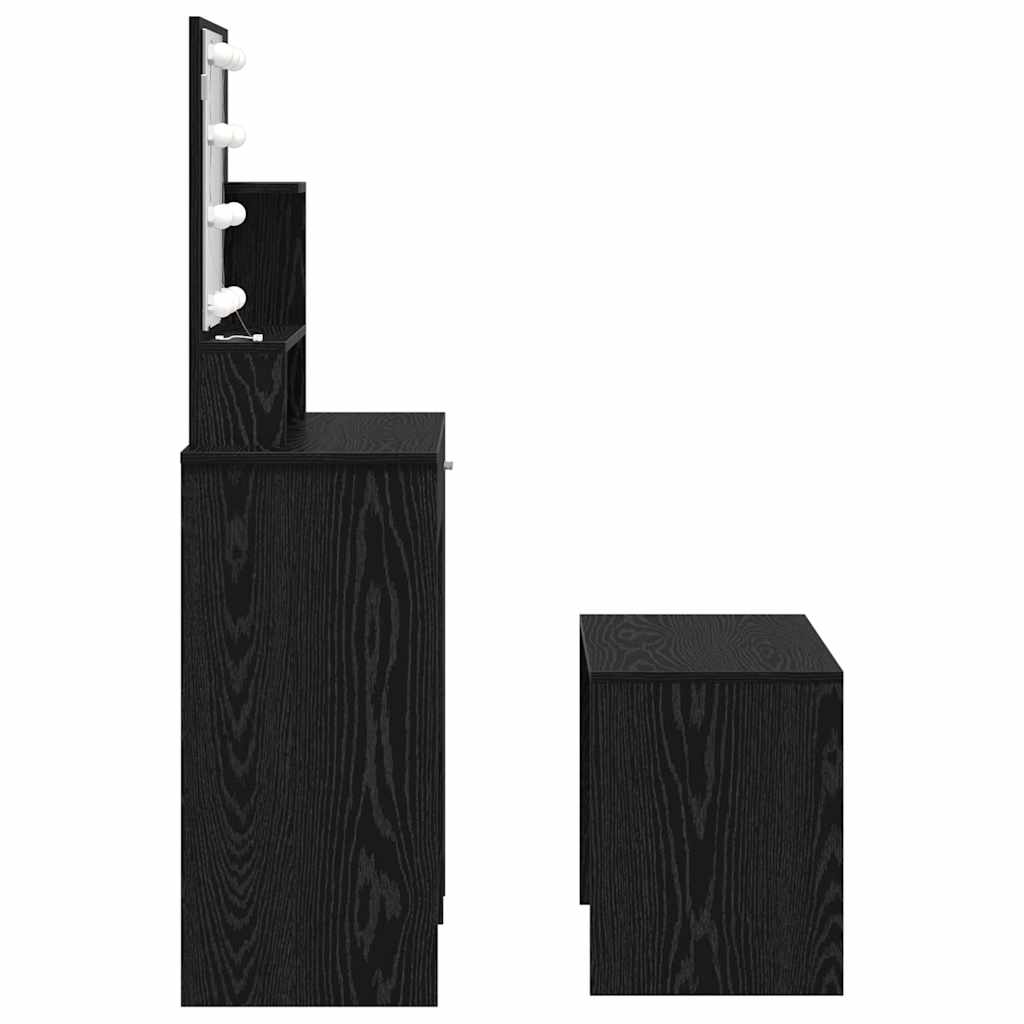 Schminktisch Set Schwarz Eichen-Optik 86.5 x 35 x 136 cm