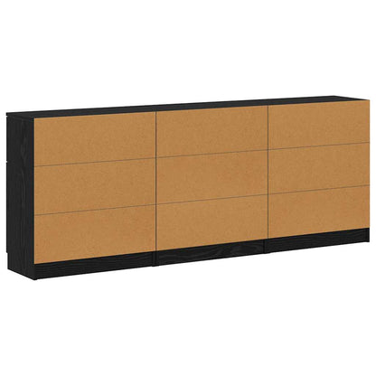 Sideboard 3 pcs Schwarz Eichen-Optik 60 x 30 x 70 cm