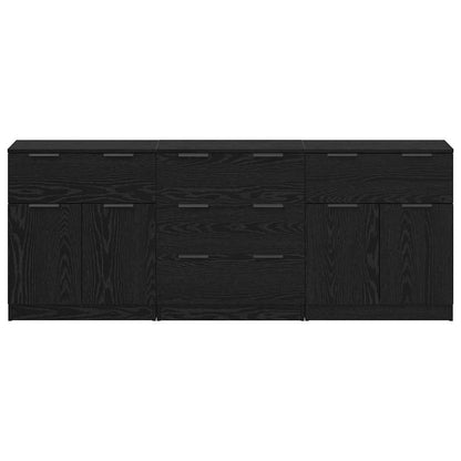 Sideboard 3 pcs Schwarz Eichen-Optik 60 x 30 x 70 cm