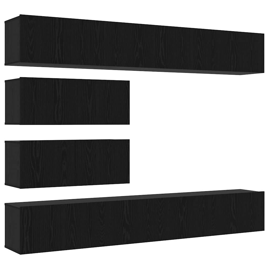 TV-Schrankset 6 pcs Schwarz Eichen-Optik Holzwerkstoff
