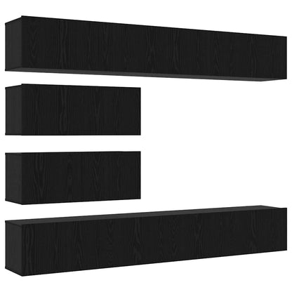 TV-Schrankset 6 pcs Schwarz Eichen-Optik Holzwerkstoff