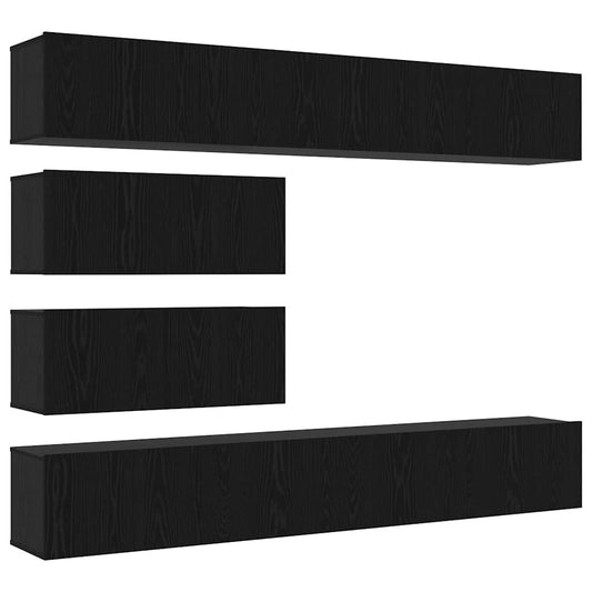 TV-Schrankset 6 pcs Schwarz Eichen-Optik Holzwerkstoff
