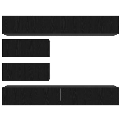 TV-Schrankset 6 pcs Schwarz Eichen-Optik Holzwerkstoff