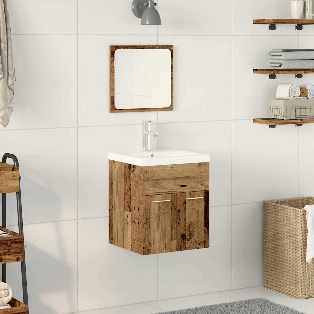 Badezimmermöbel-Set Wandmontiert 3 pcs Altholz Holzwerkstoff