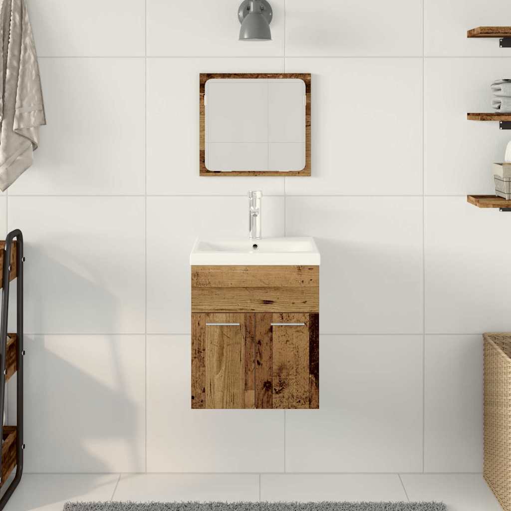 Badezimmermöbel-Set Wandmontiert 3 pcs Altholz Holzwerkstoff
