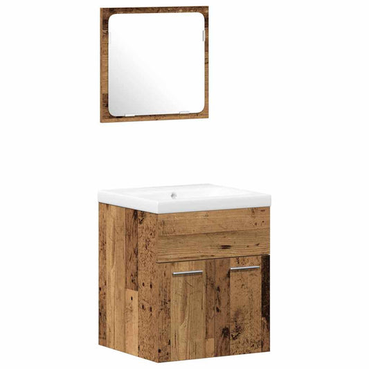 Badezimmermöbel-Set Wandmontiert 3 pcs Altholz Holzwerkstoff