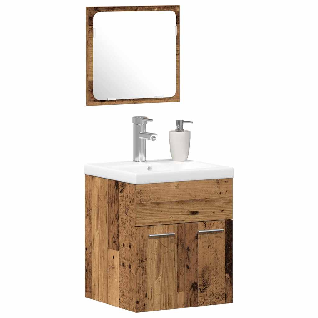 Badezimmermöbel-Set Wandmontiert 3 pcs Altholz Holzwerkstoff