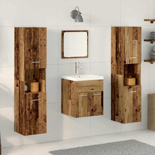 Badezimmermöbel-Set Wandmontiert 4 pcs Altholz Holzwerkstoff