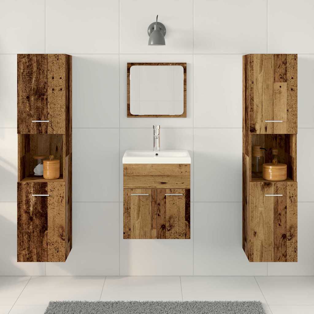 Badezimmermöbel-Set Wandmontiert 4 pcs Altholz Holzwerkstoff