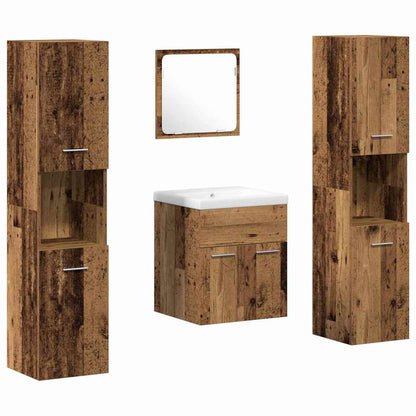 Badezimmermöbel-Set Wandmontiert 4 pcs Altholz Holzwerkstoff