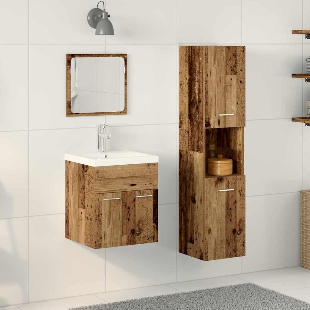 Badezimmermöbel-Set mit Schubladen 4 pcs Altholz Holzwerkstoff