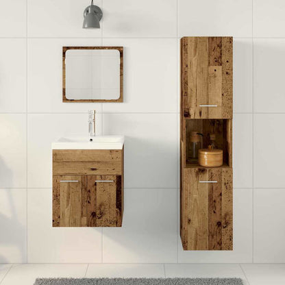 Badezimmermöbel-Set mit Schubladen 4 pcs Altholz Holzwerkstoff