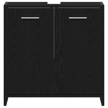 Badezimmermöbel-Set 4 pcs Schwarz Eichen-Optik Holzwerkstoff