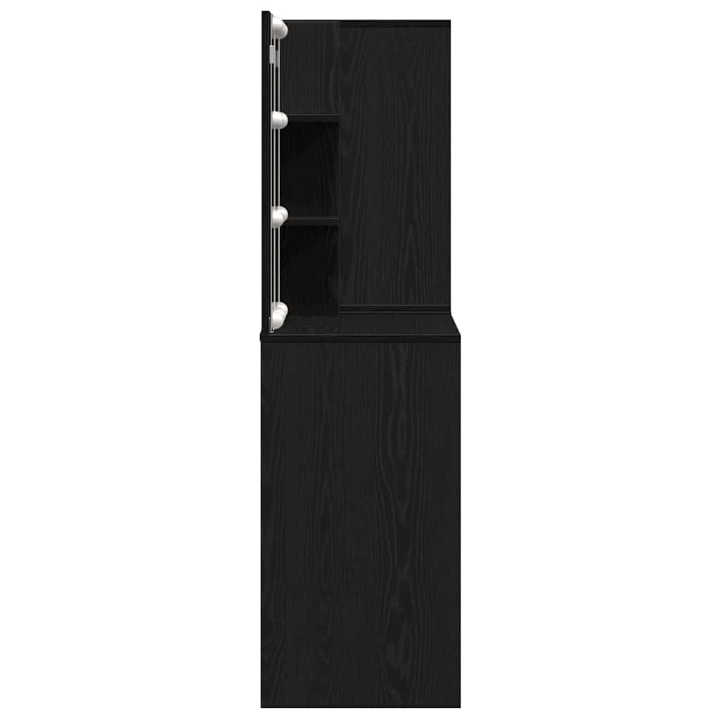LED Schminktisch Schwarz Eichen-Optik 140 x 40 x 140 cm