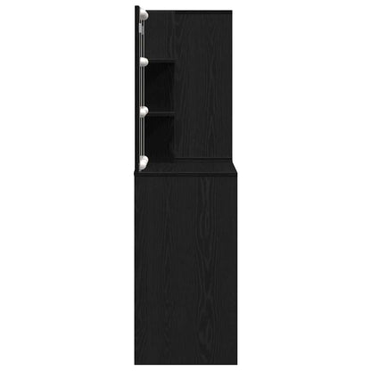 LED Schminktisch Schwarz Eichen-Optik 140 x 40 x 140 cm