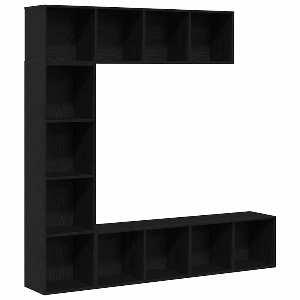 Bücherregal 3 pcs Schwarz Eichen-Optik 36 x 30 x 143 cm